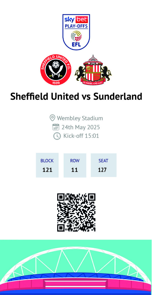 Championship Play-Off Final - Sheffield United vs Sunderland Replica Ticket Re-Print