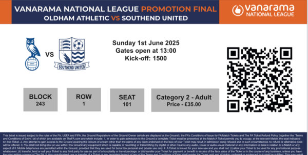 Vanarama National League Promotion Final - Oldham Athletic vs Southend United